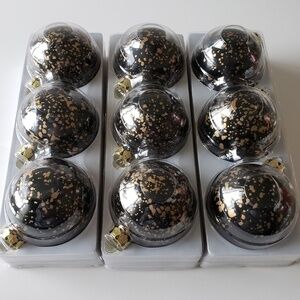 Unused Glass Black Gold Ornaments 10" (9 bulbs)